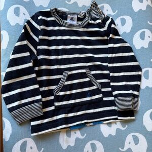 Petit Bateau Navy and White Striped Kids Sweatshirt